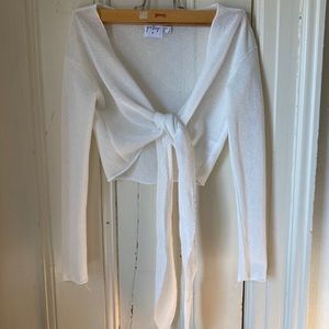 Princess poly tie front cropped sweater